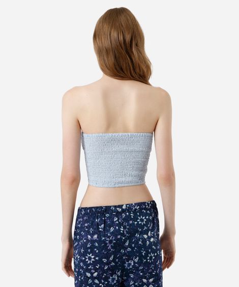 cropped texturizado feminino de algodão azul