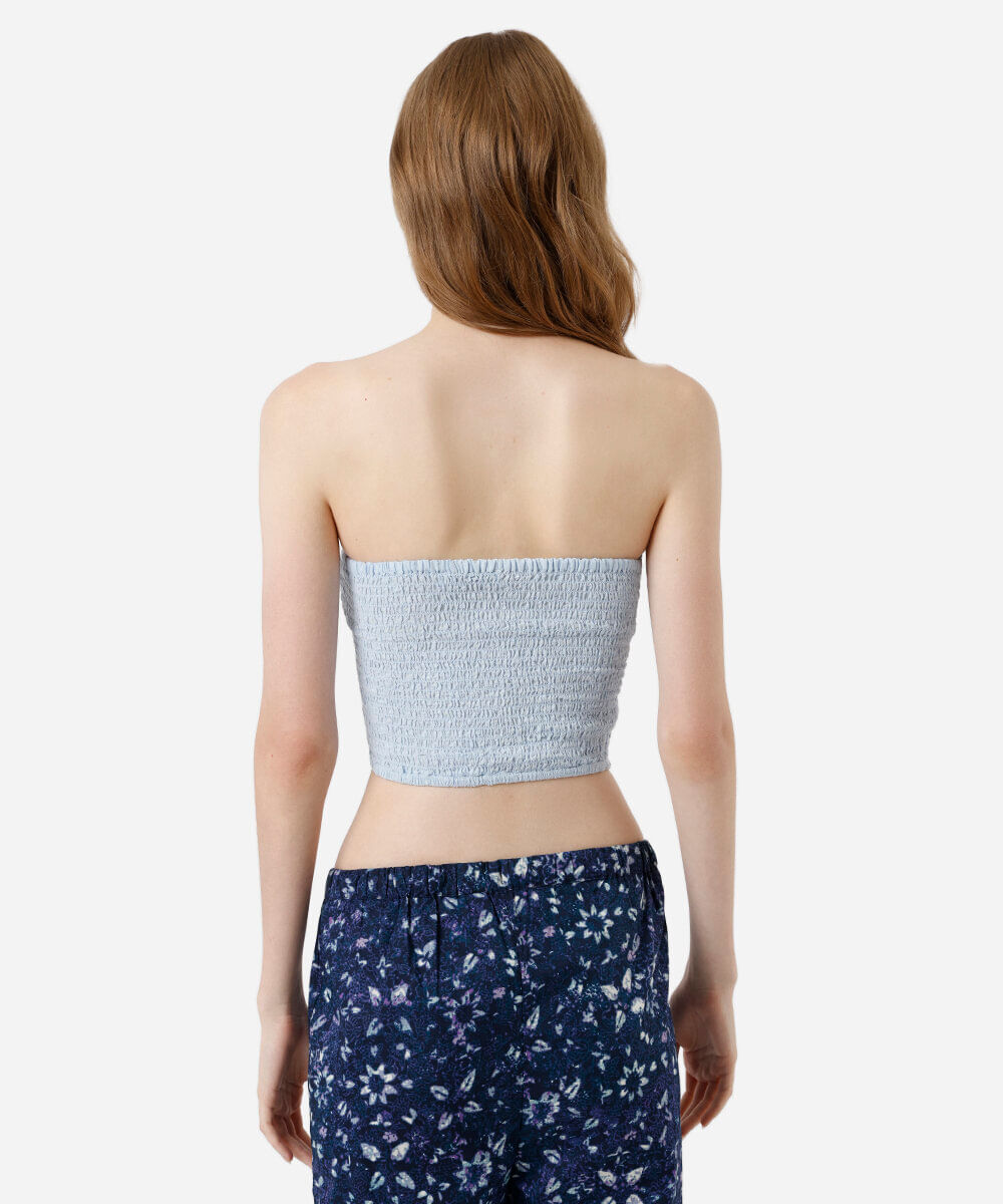 cropped texturizado feminino de algodão azul