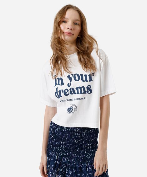 camiseta box feminina de algodão estampada oversized off white