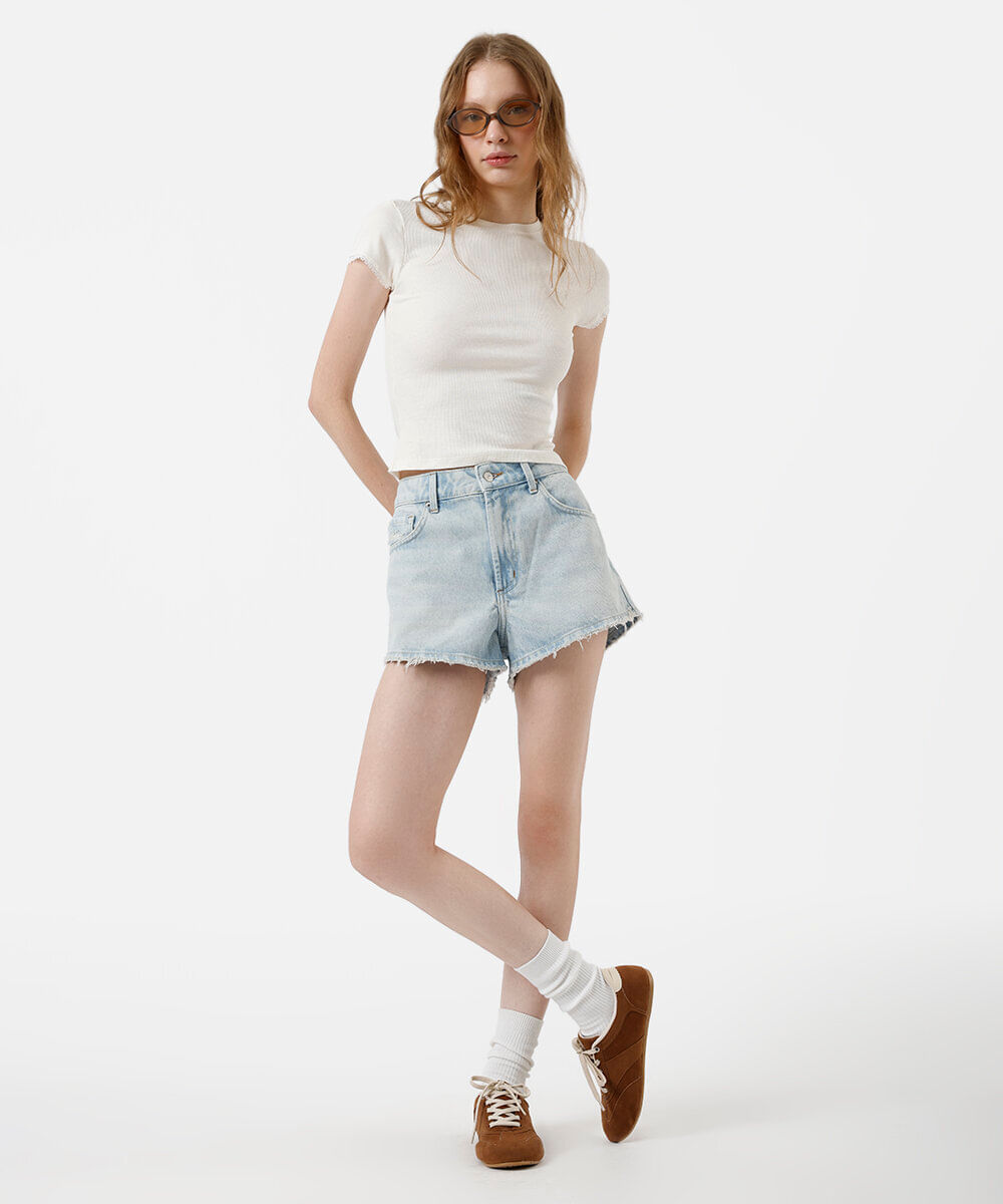 blusa baby look feminina com renda canelada cropped off white