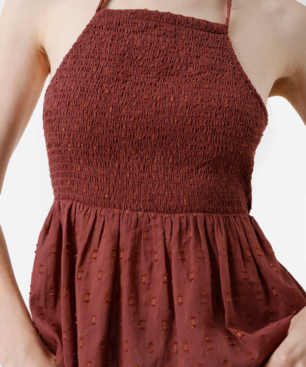 blusa frente única feminina de algodão franzida vinho