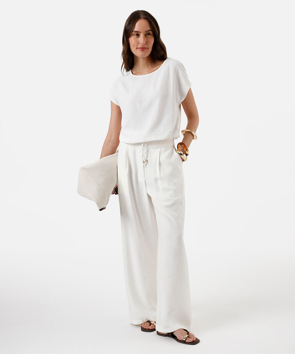 blusa feminina com amarração texturizada off white