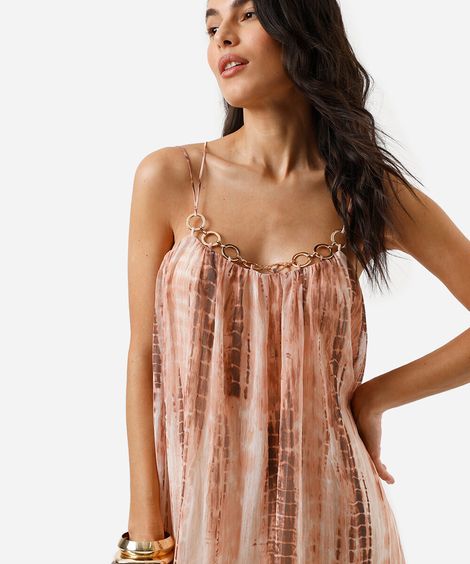 vestido midi alça fina feminino estampado rosa