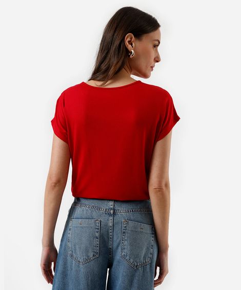 blusa feminina com amarração texturizada vermelha