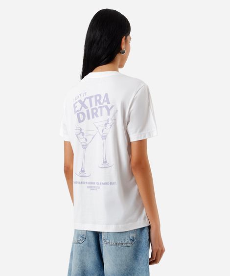 camiseta feminina de algodão estampada off white