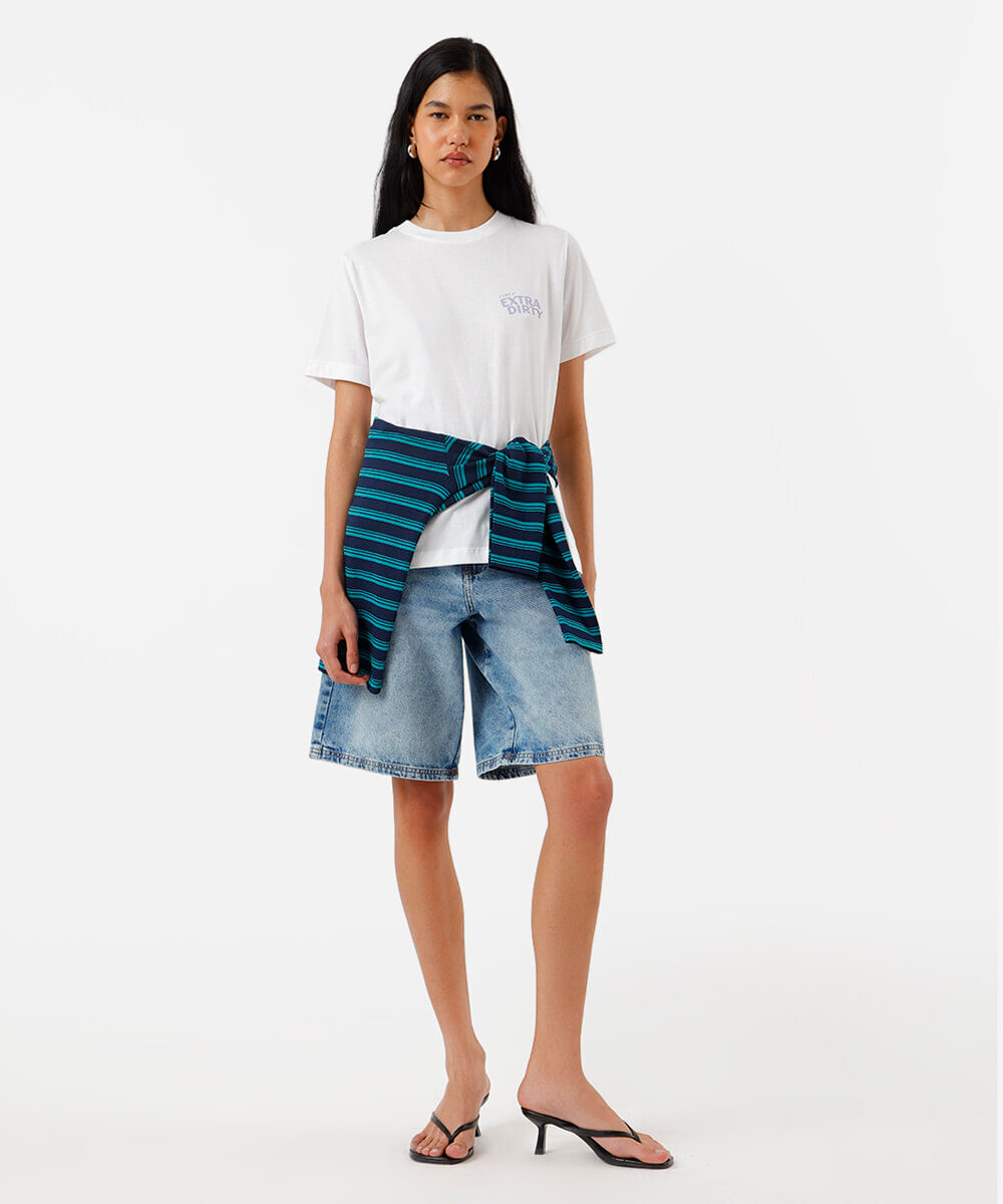 camiseta feminina de algodão estampada off white