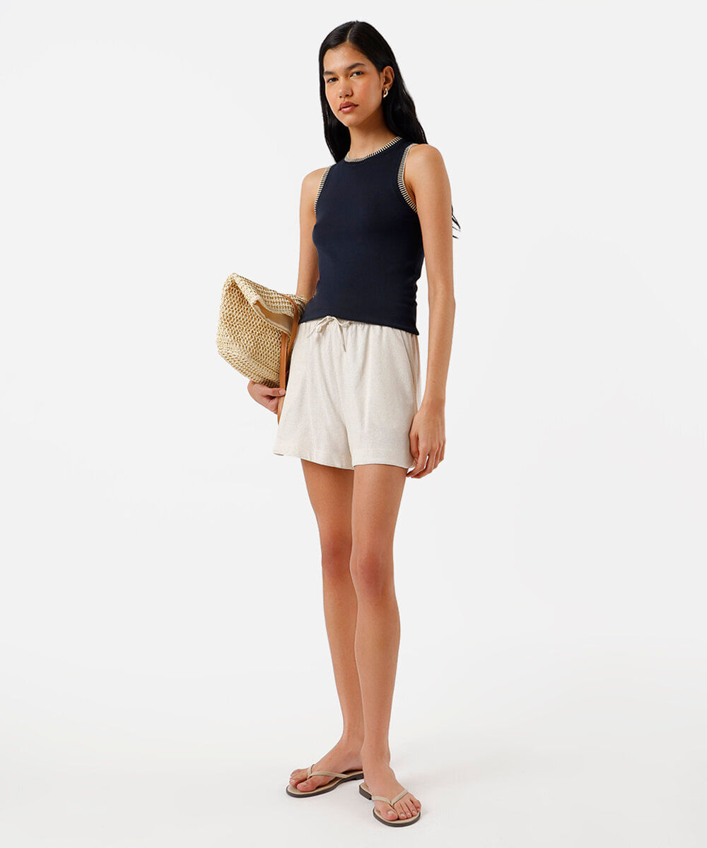 regata feminina de tricot azul