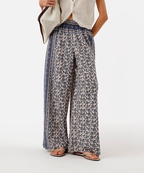 calça pantalona feminina cós elástico floral colorida