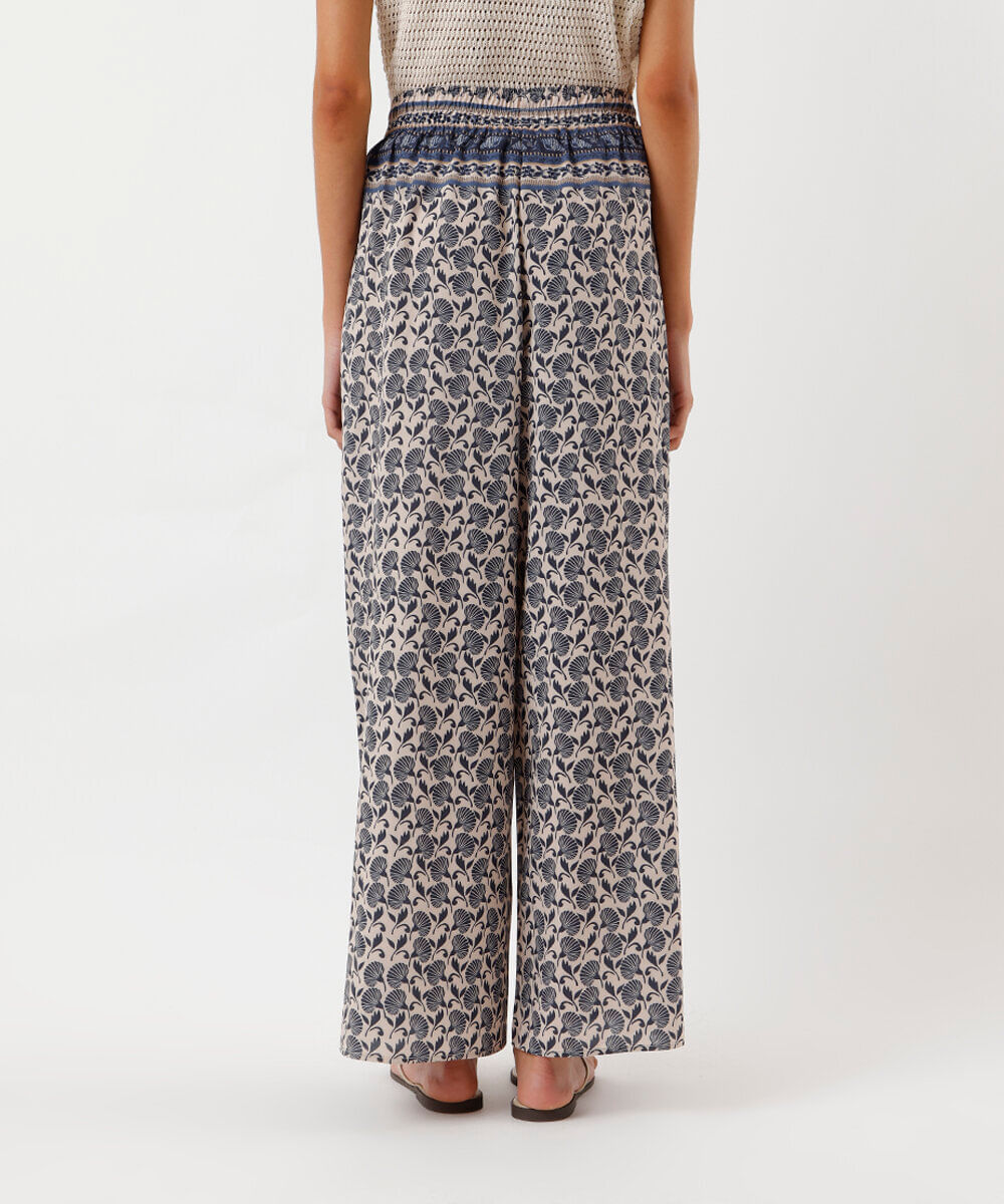 calça pantalona feminina cós elástico floral colorida
