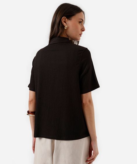 camisa básica feminina texturizada marrom