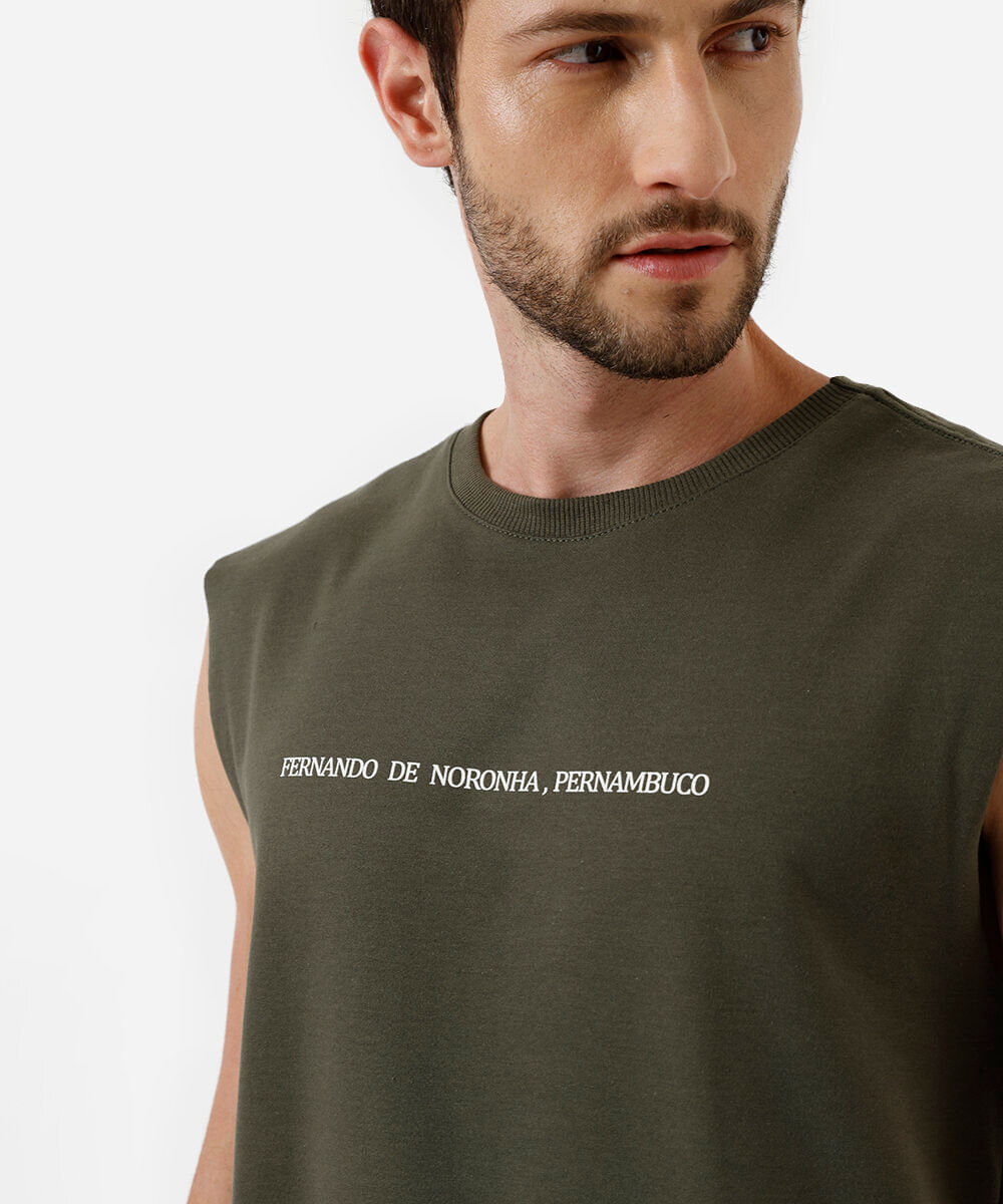 regata machão masculina estampada verde