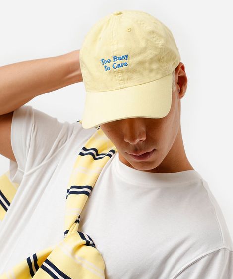 boné aba curva bordado estonado amarelo