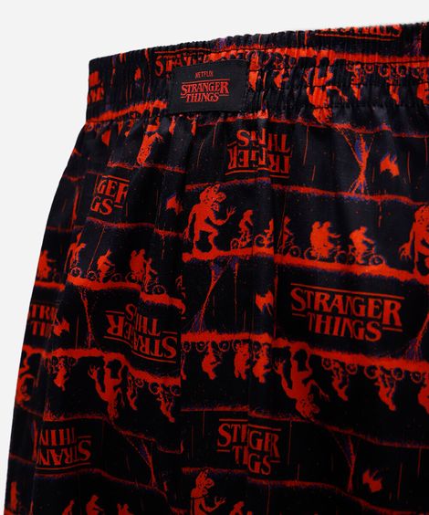 samba canção masculina em algodão stranger things colorido