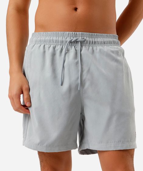 bermuda masculina em suede com bolsos elástico e cordão cinza