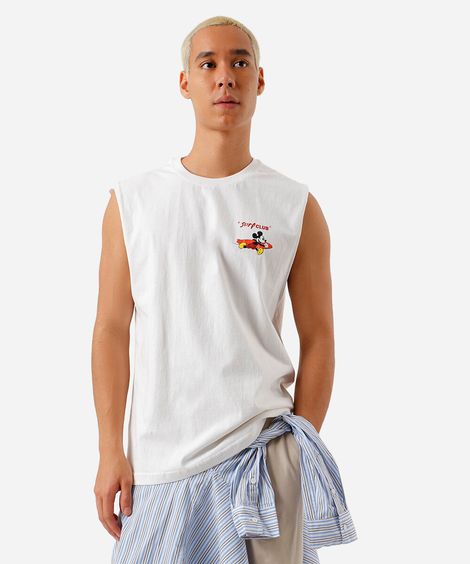 regata machão relaxed fit em algodão do Mickey off white