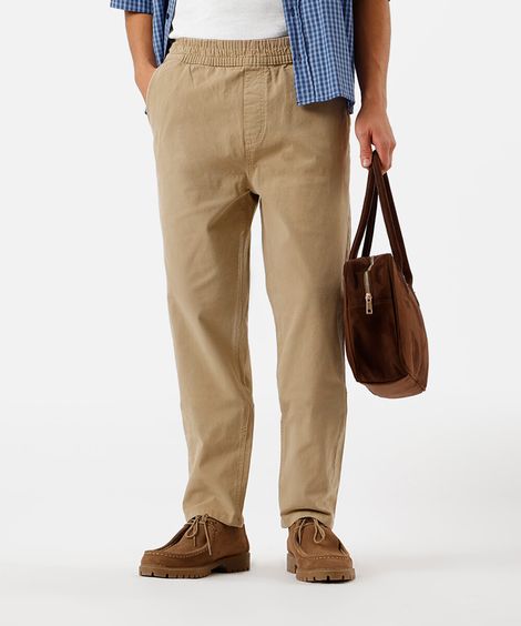 calça jogger masculina de sarja bege