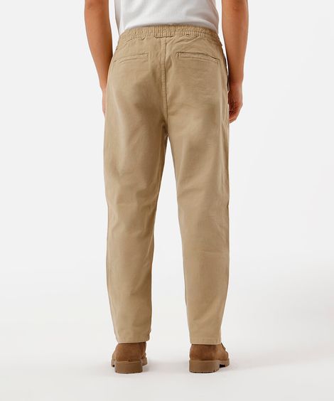 calça jogger masculina de sarja bege