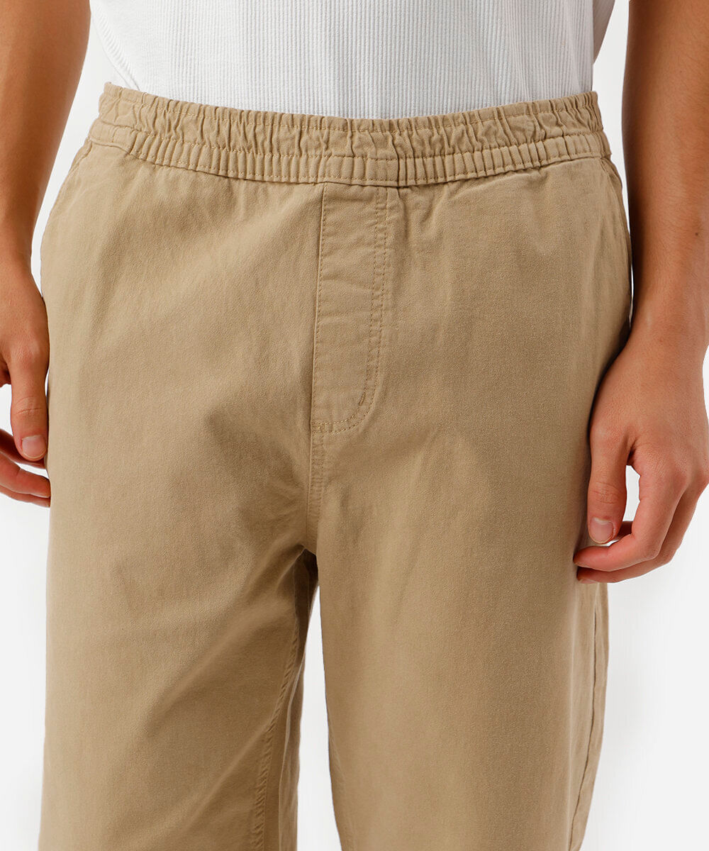 calça jogger masculina de sarja bege