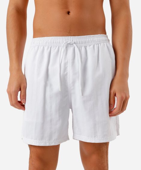 short masculino de poliamida cós elástico branco