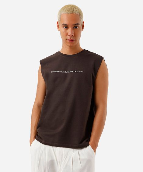 regata machão masculina estampada marrom