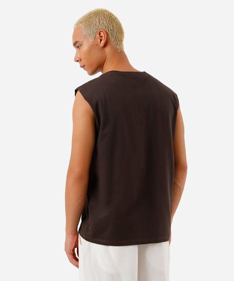 regata machão masculina estampada marrom