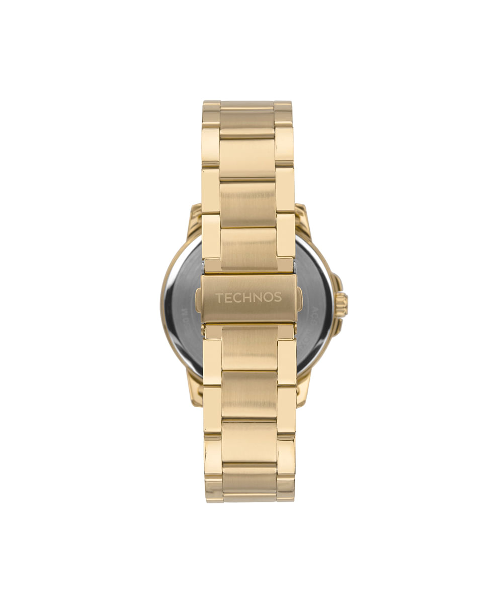 relógio masculino technos analógico calendário 2115uco 1p dourado