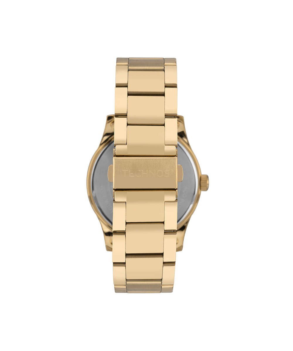 relógio masculino technos analógico calendário 2115uce 1p dourado
