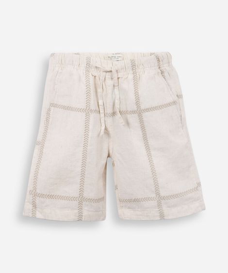 bermuda infantil de algodão com bordados bege