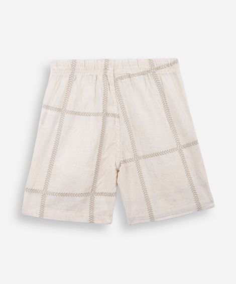 bermuda infantil de algodão com bordados bege