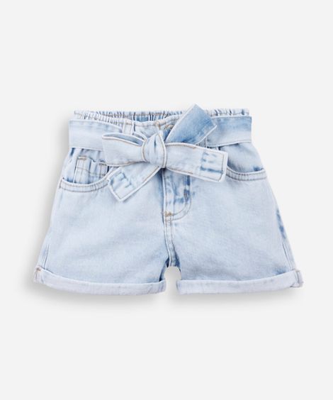 short clochard infantil jeans com faixa azul