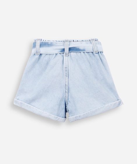 short clochard infantil jeans com faixa azul
