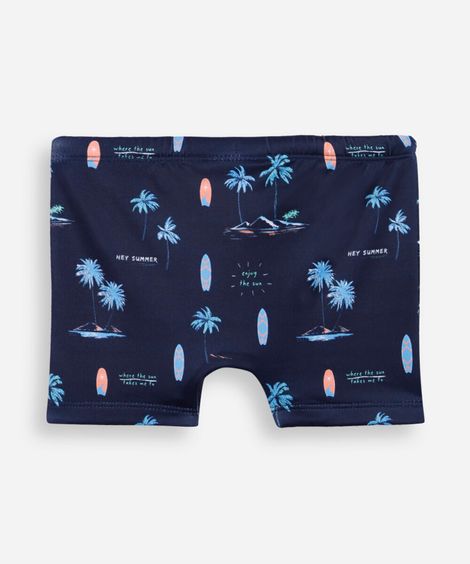 sunga boxer infantil estampada azul