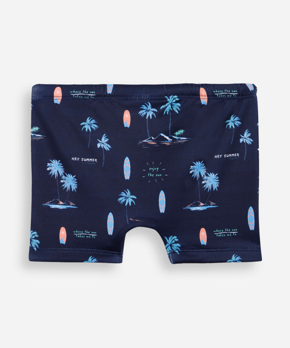 sunga boxer infantil estampada azul