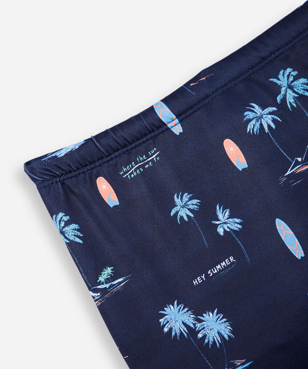 sunga boxer infantil estampada azul