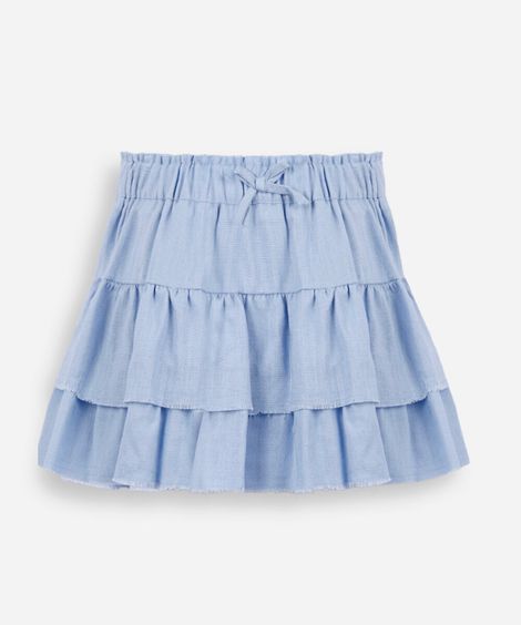 shorts saia infantil em viscolinho azul
