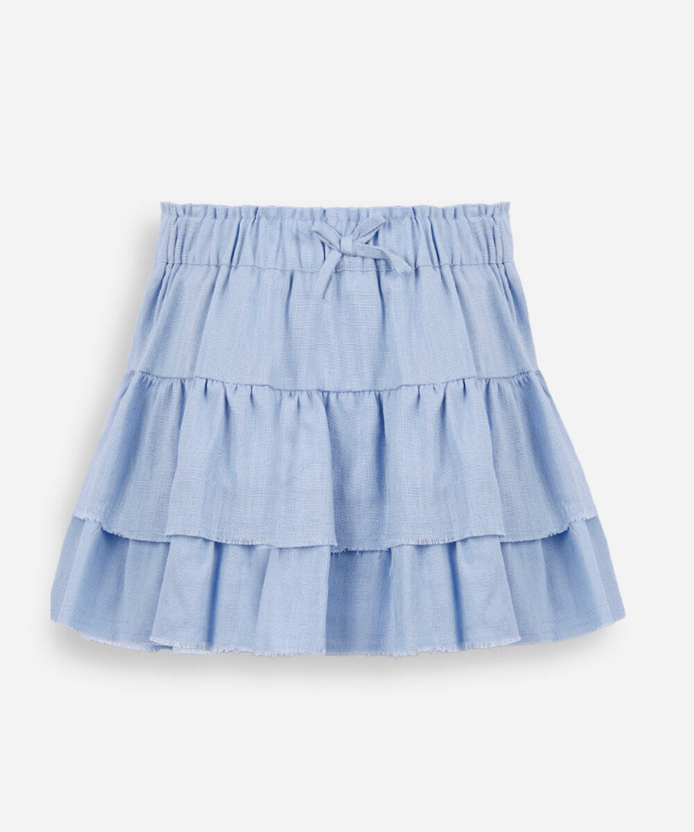 shorts saia infantil em viscolinho azul