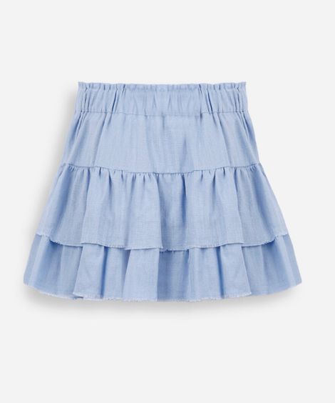 shorts saia infantil em viscolinho azul