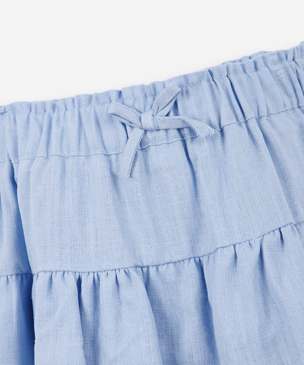 shorts saia infantil em viscolinho azul