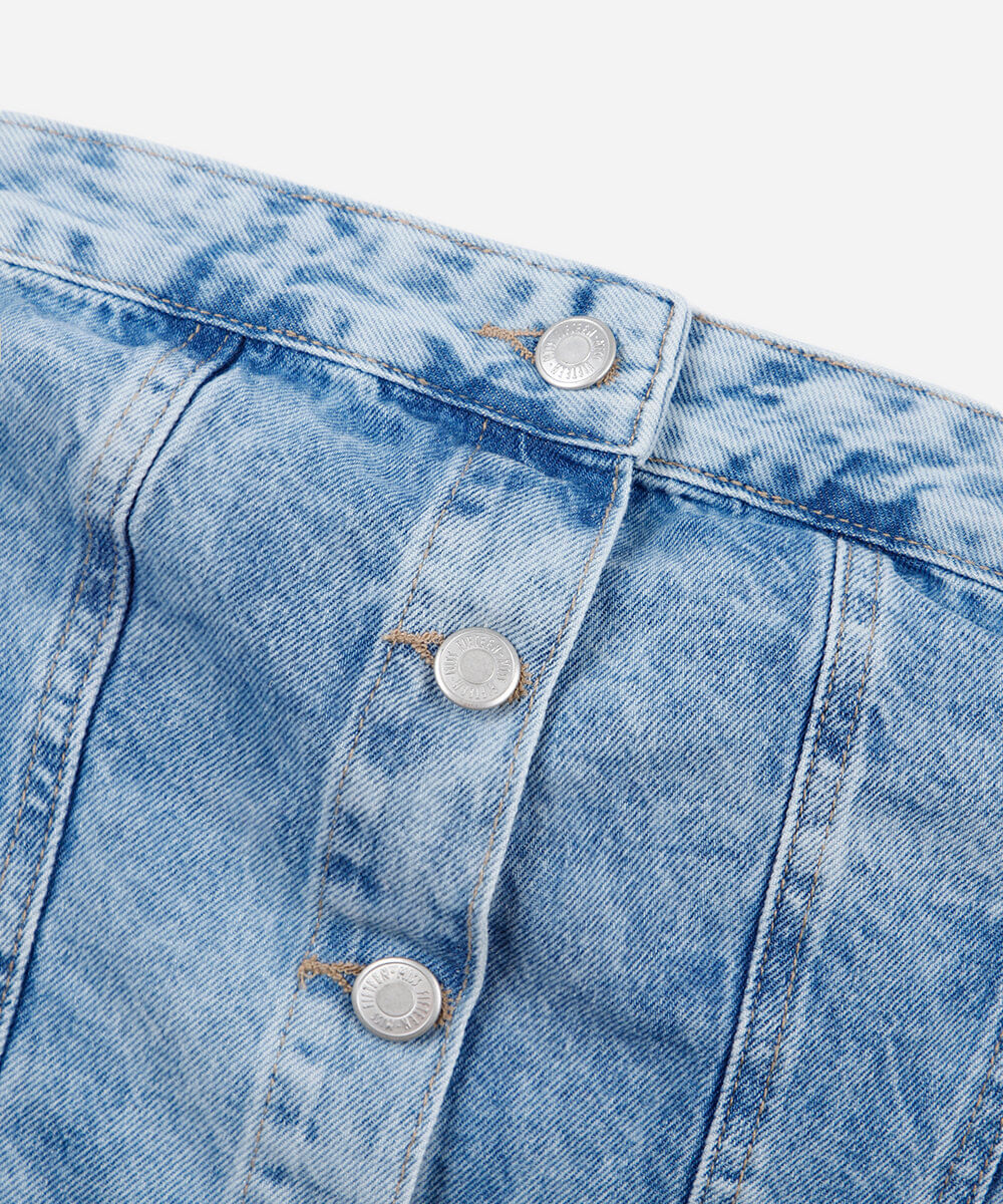 cropped jeans juvenil com botões azul