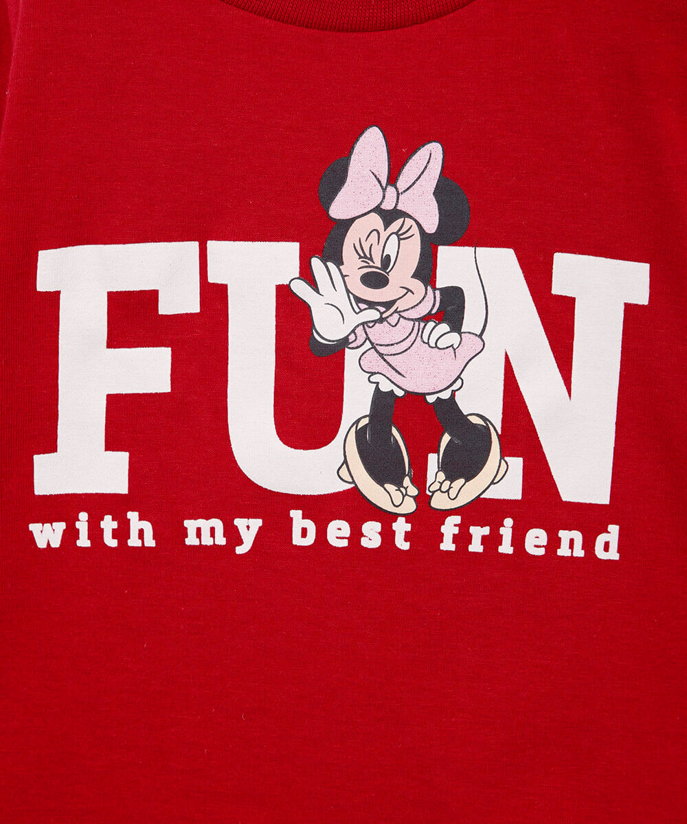 camiseta infantil de algodão minnie vermelho