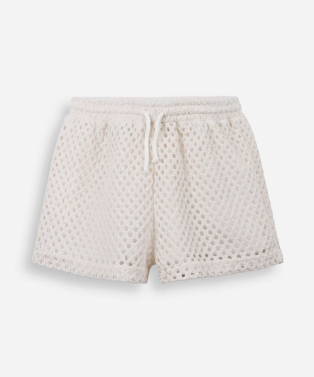 short de tricot juvenil bege