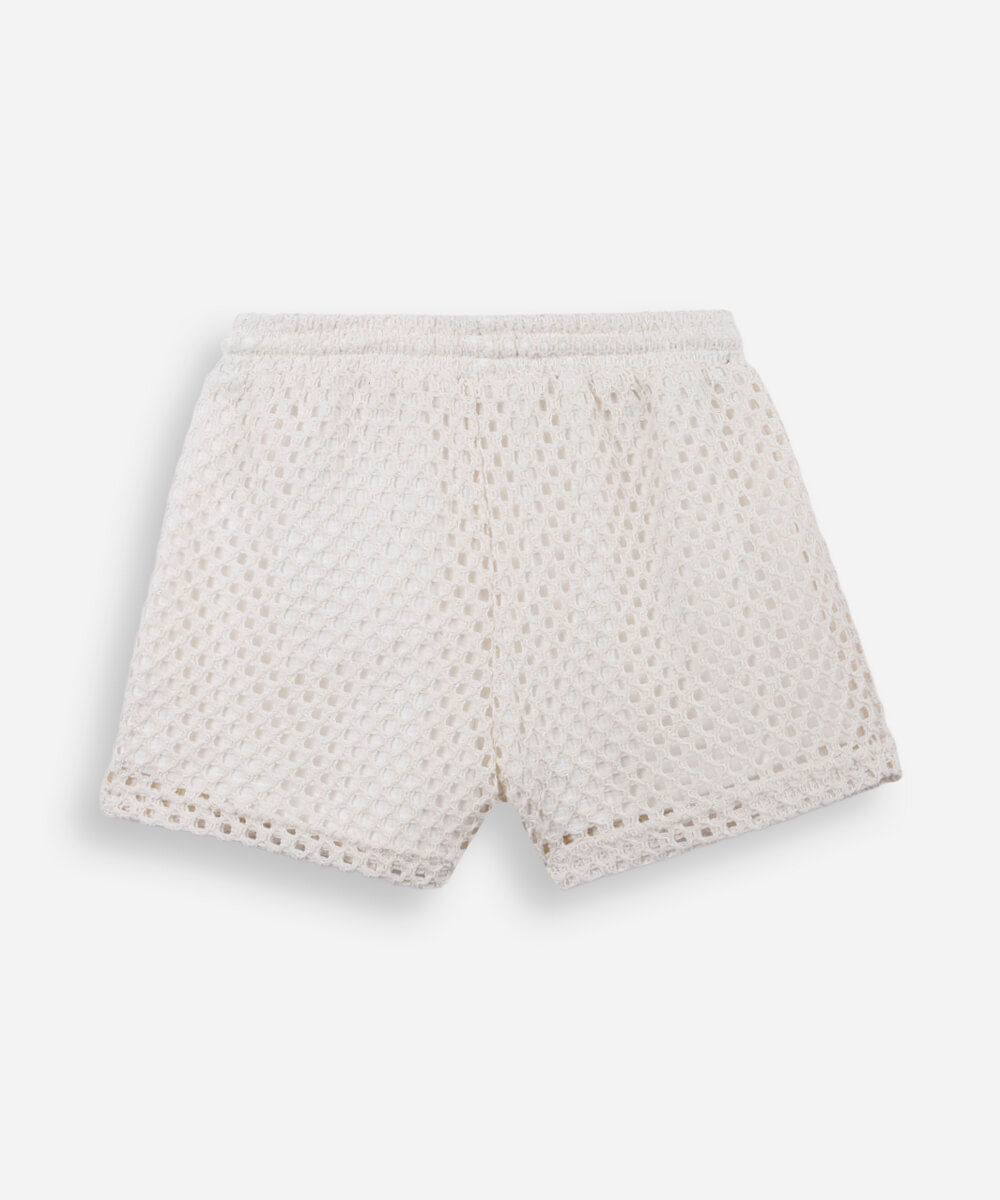 short de tricot juvenil bege