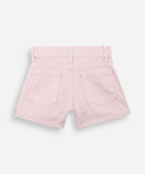 short infantil de sarja listrado rosa