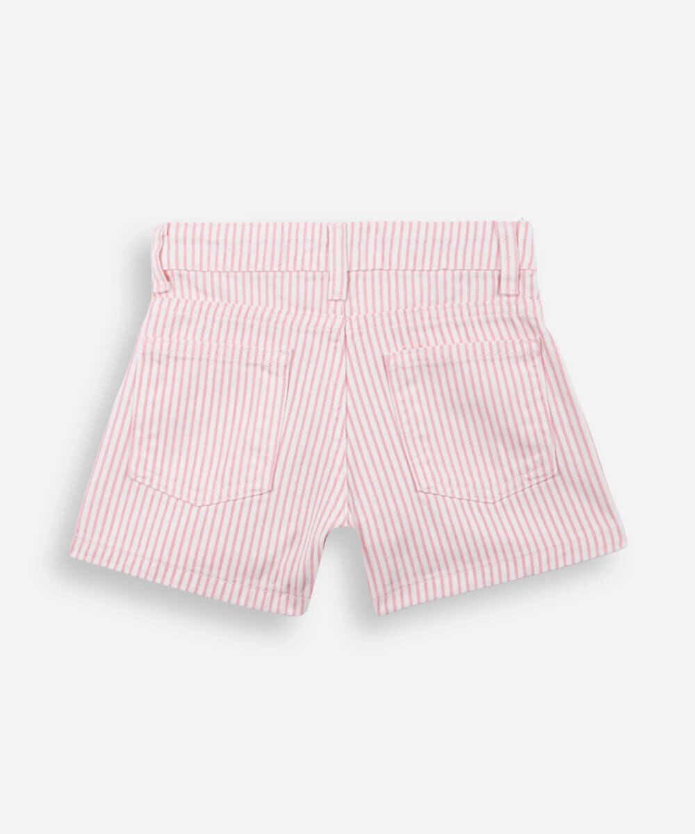 short infantil de sarja listrado rosa