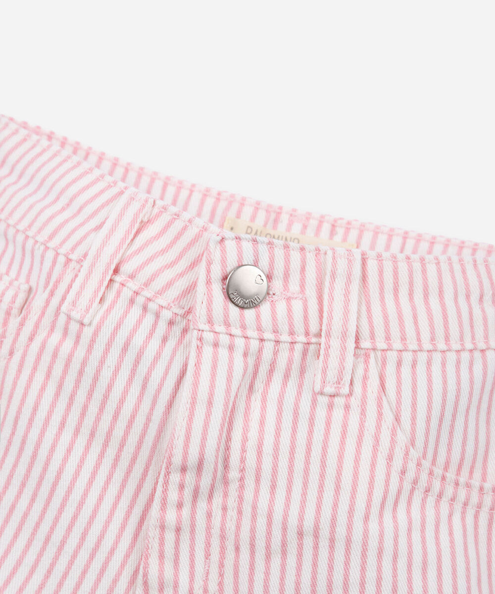 short infantil de sarja listrado rosa