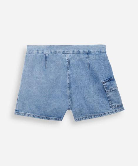 short saia infantil em jeans hello kitty azul