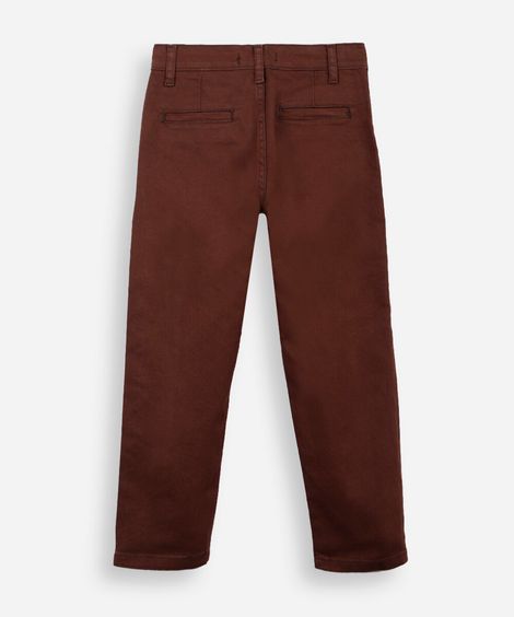 calça slim chino infantil de sarja marrom