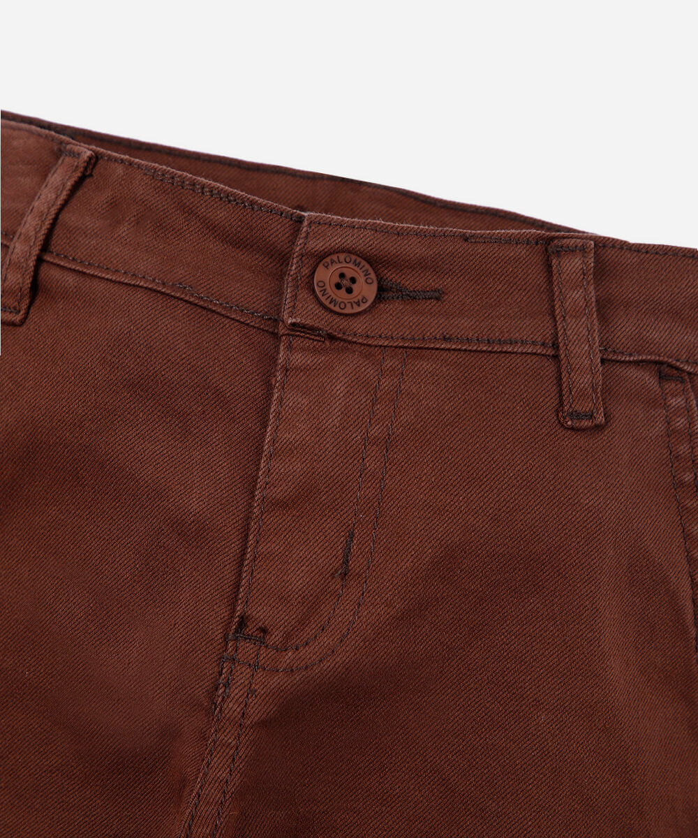 calça slim chino infantil de sarja marrom