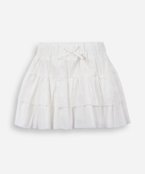shorts saia infantil em viscolinho off white