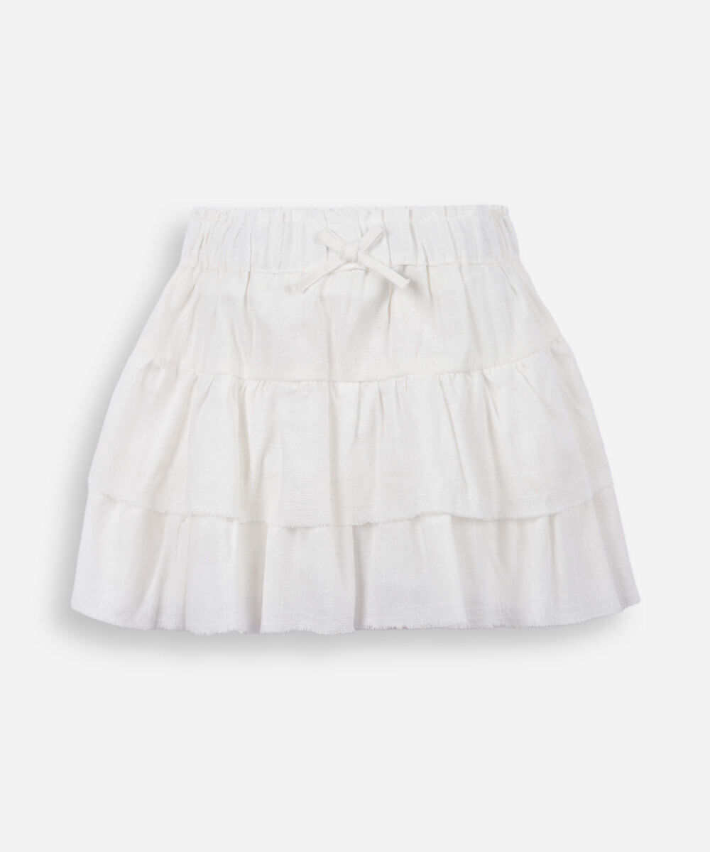 shorts saia infantil em viscolinho off white